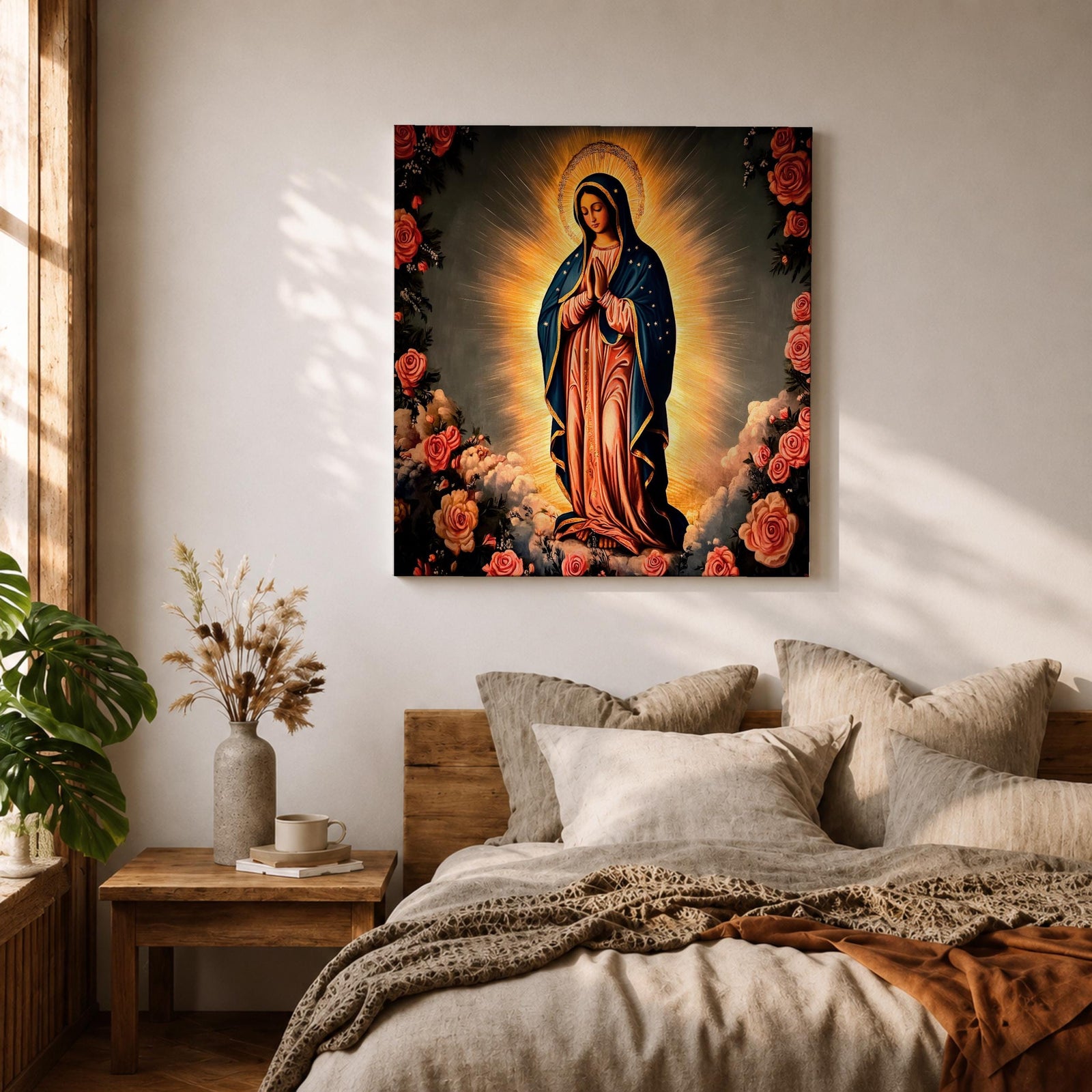 Our Lady of Guadalupe Wall Art La Guadalupana Framed Canvas Mexican Catholic Home Decor