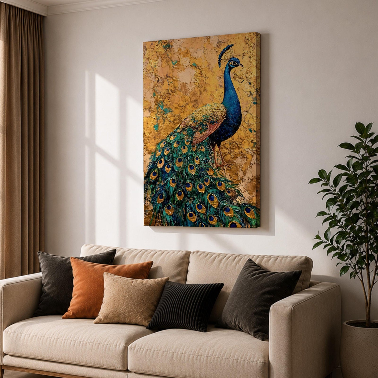 Peacock Bird Wall Art Luxury Wildlife Animal Symbol Gift Living Room Home Decor Nature