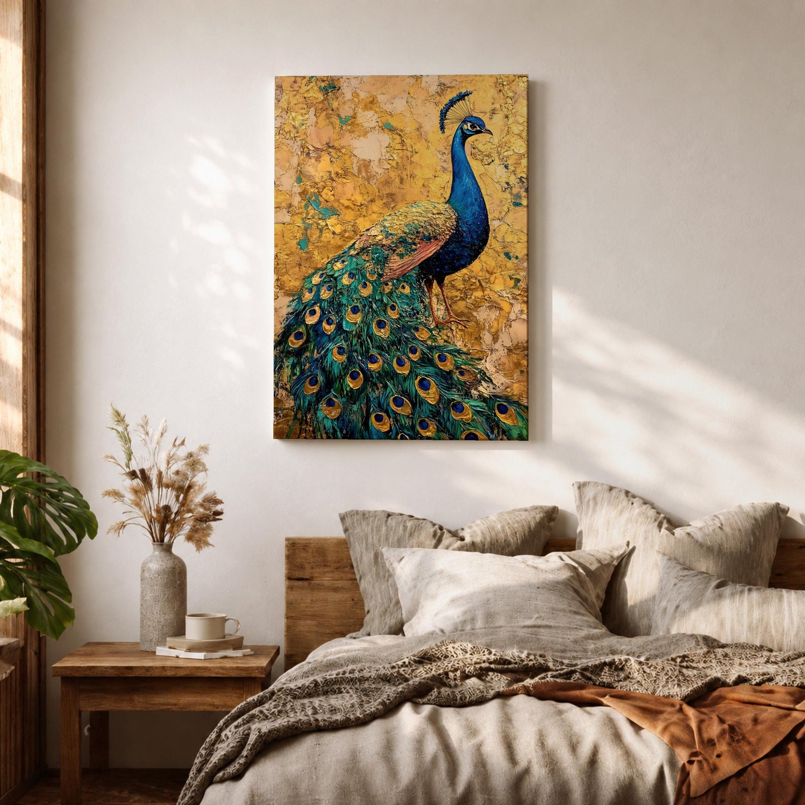 Peacock Bird Wall Art Luxury Wildlife Animal Symbol Gift Living Room Home Decor Nature