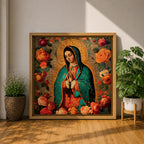 Our Lady of Guadalupe Wall Art Blessed Mother Framed Canvas Mexican Catholic Home Decor
