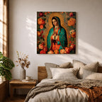 Our Lady of Guadalupe Wall Art Blessed Mother Framed Canvas Mexican Catholic Home Decor