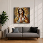 Virgin Mary Wall Art Blessed Mother Framed Canvas Catholic Prayer Sacred Home Decor