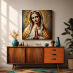 Virgin Mary Wall Art Blessed Mother Framed Canvas Catholic Prayer Sacred Home Decor