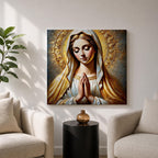 Virgin Mary Wall Art Blessed Mother Framed Canvas Catholic Prayer Sacred Home Decor