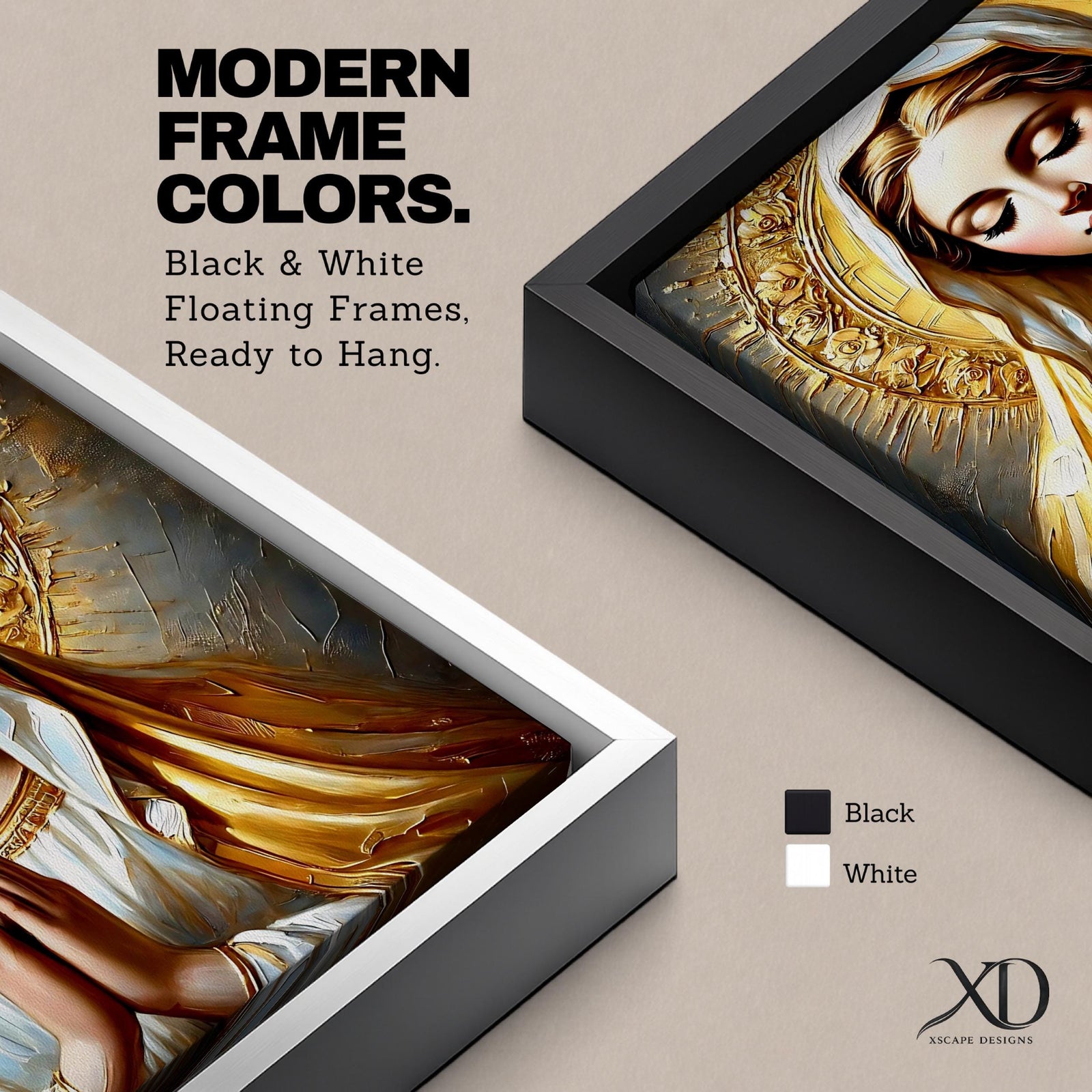 Virgin Mary Wall Art Blessed Mother Framed Canvas Catholic Prayer Sacred Home Decor