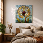 Dandelion Wall Art Stained Glass Flower Framed Canvas Botanical Nature Home Decor