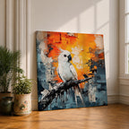 Cockatoo Wall Art Parrot Framed Canvas Tropical Exotic Bird Impasto Boho Home Decor