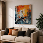 Cockatoo Wall Art Parrot Framed Canvas Tropical Exotic Bird Impasto Boho Home Decor