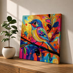 Songbird Wall Art Warbler Framed Canvas Abstract Bird Wildlife Modern Home Decor