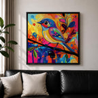 Songbird Wall Art Warbler Framed Canvas Abstract Bird Wildlife Modern Home Decor