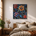 Floral Mosaic Wall Art Dot Art Flowers Framed Canvas Botanical Boho Home Decor