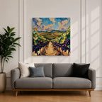 Vineyard Landscape Wall Art Grape Vineyard Framed Canvas Countryside Impasto Rustic Home Decor