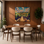 Vineyard Landscape Wall Art Grape Vineyard Framed Canvas Countryside Impasto Rustic Home Decor