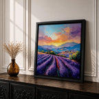 Lavender Field Wall Art Purple Flower Field Framed Canvas Provence Impasto Landscape Home Decor