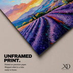Lavender Field Wall Art Purple Flower Field Framed Canvas Provence Impasto Landscape Home Decor