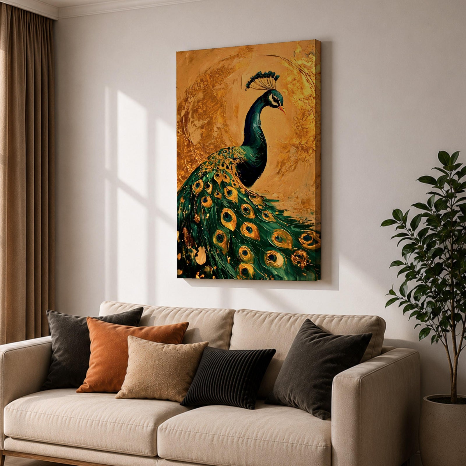 Peacock Bird Wall Art Animal Feathers Wildlife Nature Symbol Gift Living Room Home Decor