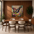 Butterfly Wall Art Swallowtail Framed Canvas Garden Floral Impasto Botanical Home Decor
