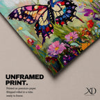 Butterfly Wall Art Swallowtail Framed Canvas Garden Floral Impasto Botanical Home Decor