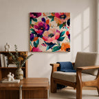 Peony Wall Art Abstract Floral Painting Framed Canvas Modern Botanical Home Decor