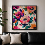 Peony Wall Art Abstract Floral Painting Framed Canvas Modern Botanical Home Decor