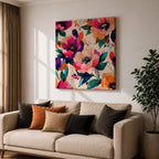 Peony Wall Art Abstract Floral Painting Framed Canvas Modern Botanical Home Decor