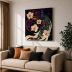 Peacock Wall Art Indian Peafowl Framed Canvas Floral Wildlife Impasto Boho Home Decor