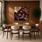 Dark Peony Wall Art Floral Painting Framed Canvas Botanical Flower Home Decor