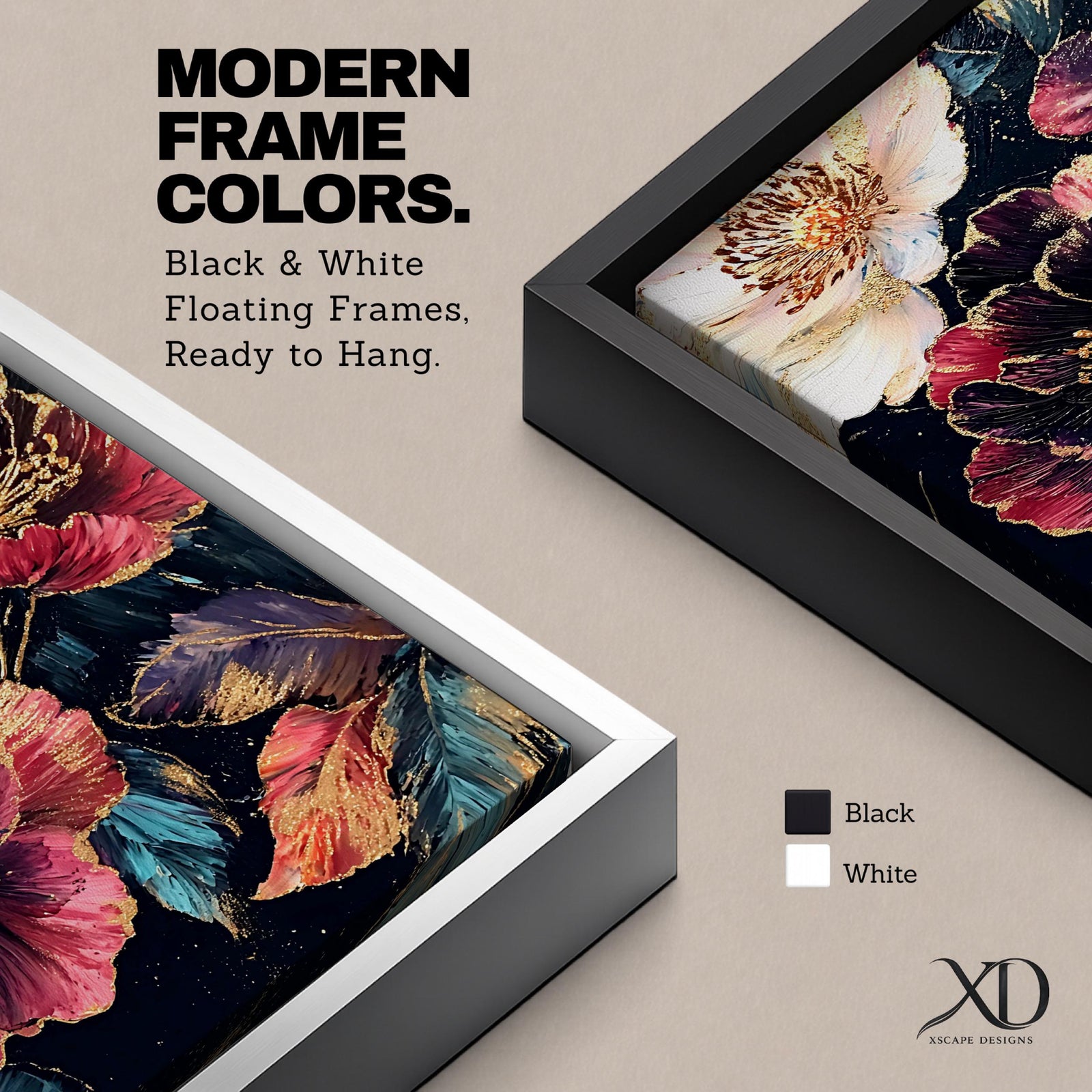 Dark Peony Wall Art Floral Painting Framed Canvas Botanical Flower Home Decor