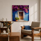 Italian Doorway Wall Art Tuscan Entryway Framed Canvas Mediterranean Floral Rustic Summer Decor