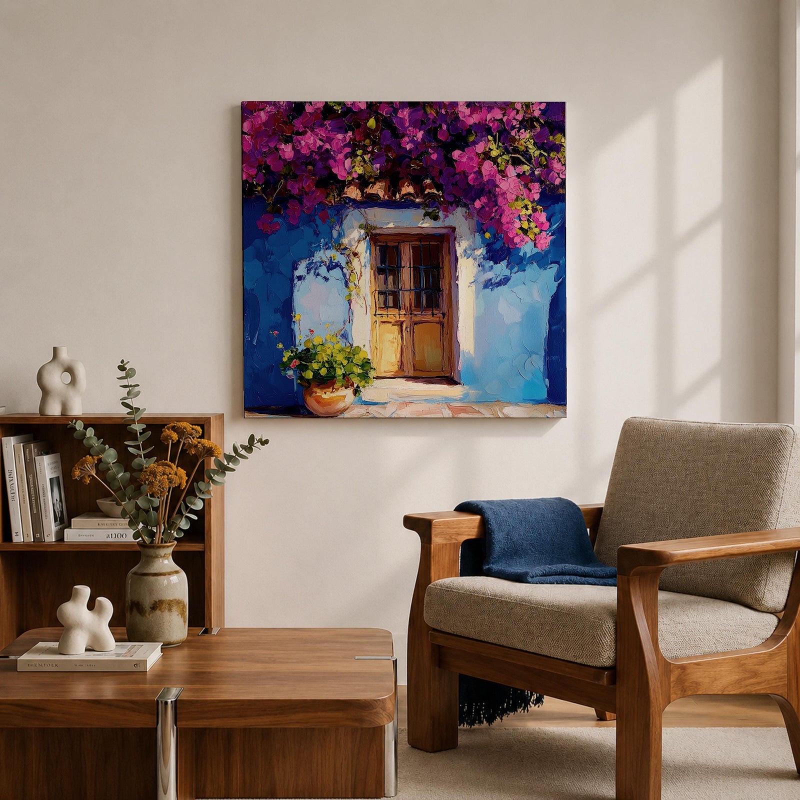 Italian Doorway Wall Art Tuscan Entryway Framed Canvas Mediterranean Floral Rustic Summer Decor