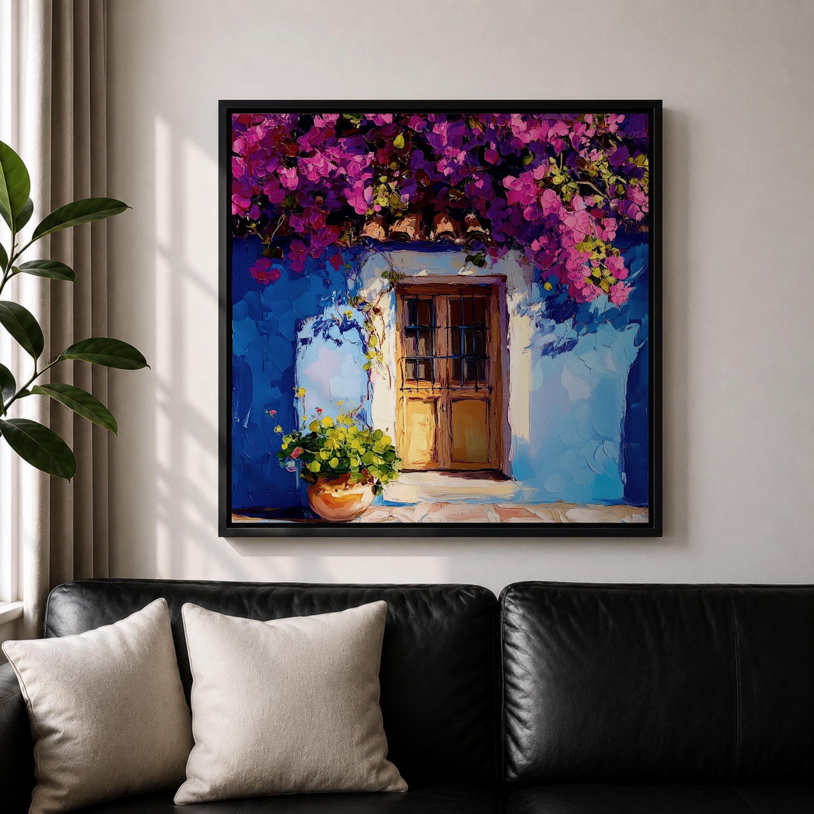 Italian Doorway Wall Art Tuscan Entryway Framed Canvas Mediterranean Floral Rustic Summer Decor