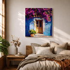 Italian Doorway Wall Art Tuscan Entryway Framed Canvas Mediterranean Floral Rustic Summer Decor