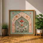 Mihrab Wall Art Floral Arch Framed Canvas Prayer Niche Mughal Islamic Home Decor