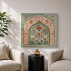 Mihrab Wall Art Floral Arch Framed Canvas Prayer Niche Mughal Islamic Home Decor