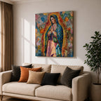 Our Lady of Guadalupe Wall Art Virgencita Framed Canvas Mexican Catholic Prayer Home Decor