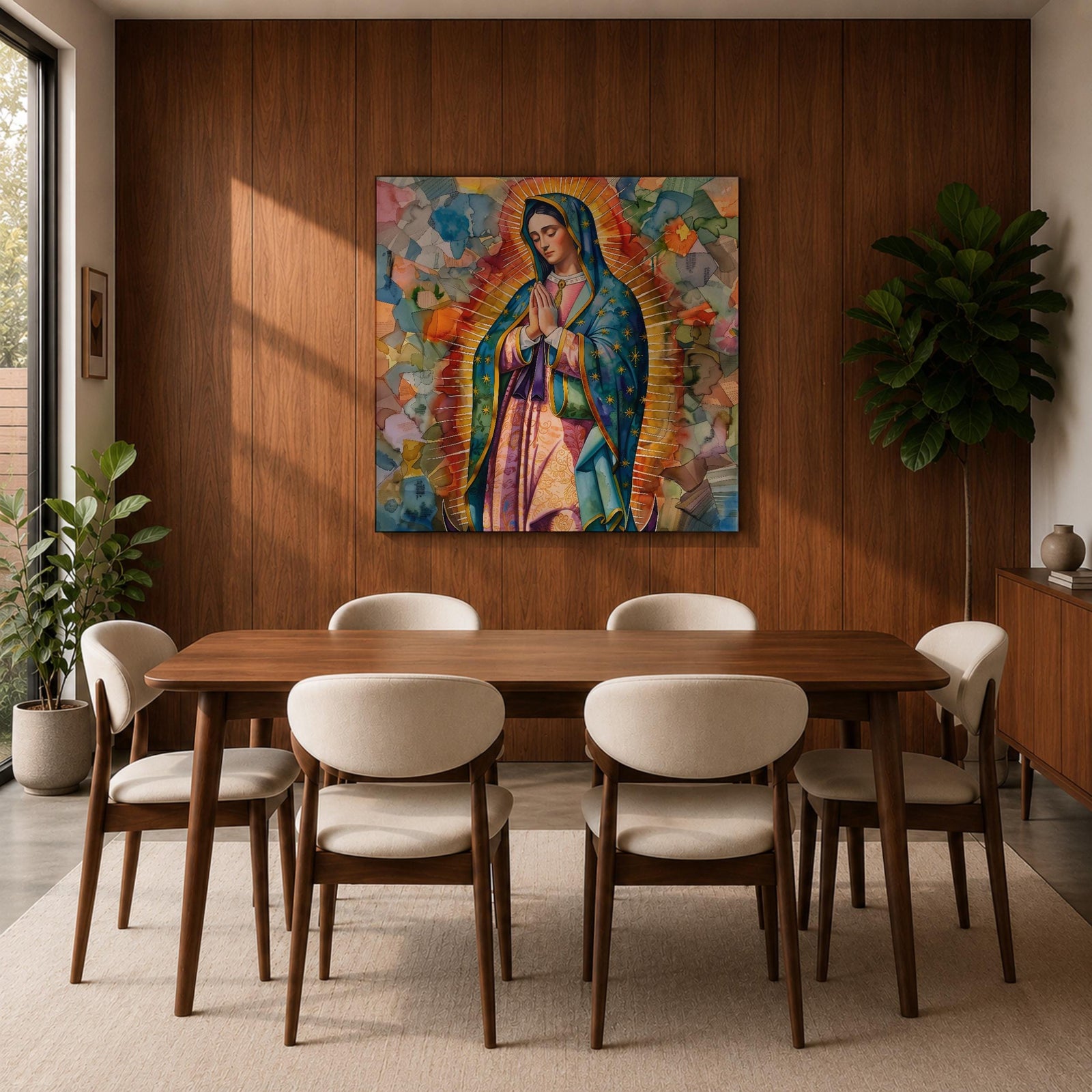 Our Lady of Guadalupe Wall Art Virgencita Framed Canvas Mexican Catholic Prayer Home Decor