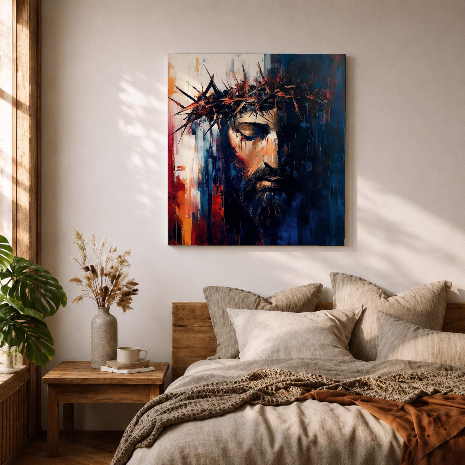 Jesus Crown of Thorns Wall Art Passion of Christ Framed Canvas Christian Decor