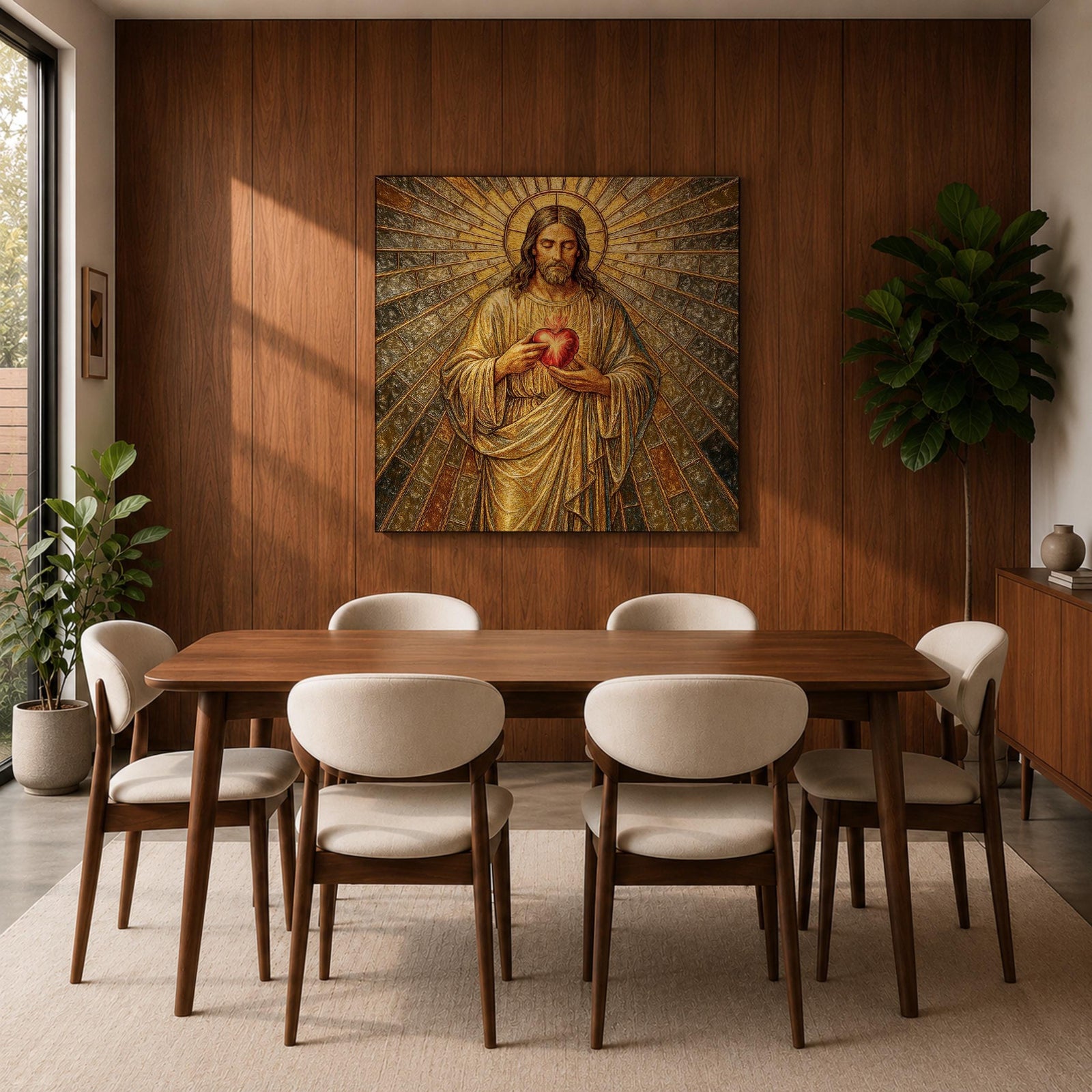 Sacred Heart Jesus Wall Art Christ the Redeemer Framed Canvas Christian Prayer Home Decor