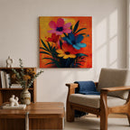 Cosmos Flower Wall Art Modern Floral Painting Framed Canvas Botanical Home Decor