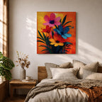 Cosmos Flower Wall Art Modern Floral Painting Framed Canvas Botanical Home Decor