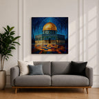 Masjid Al Aqsa Wall Art Night Sky Framed Canvas Jerusalem Mosaic Islamic Home Decor