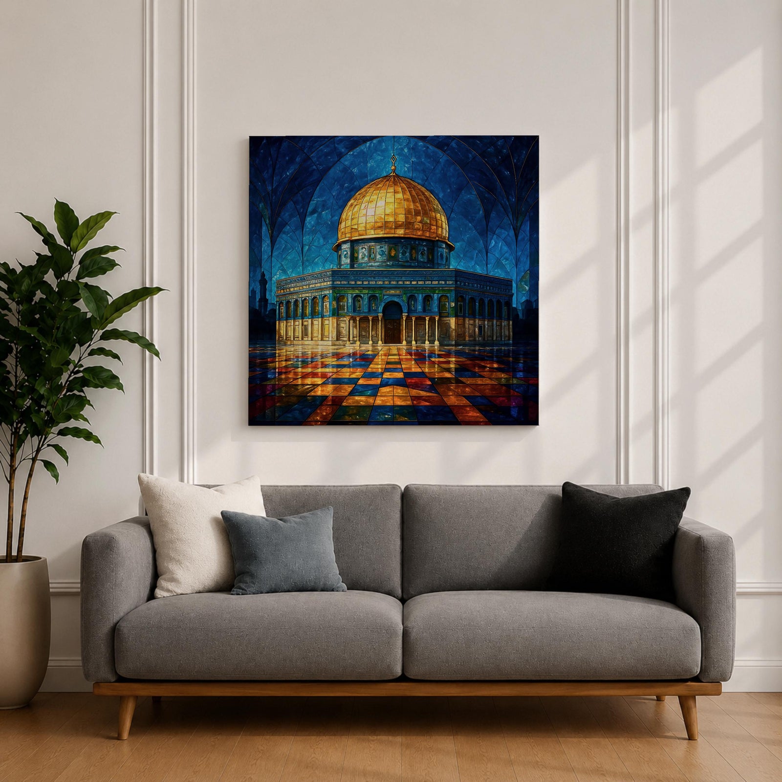 Masjid Al Aqsa Wall Art Night Sky Framed Canvas Jerusalem Mosaic Islamic Home Decor