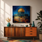 Masjid Al Aqsa Wall Art Night Sky Framed Canvas Jerusalem Mosaic Islamic Home Decor