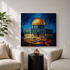 Masjid Al Aqsa Wall Art Night Sky Framed Canvas Jerusalem Mosaic Islamic Home Decor