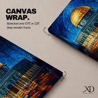 Masjid Al Aqsa Wall Art Night Sky Framed Canvas Jerusalem Mosaic Islamic Home Decor