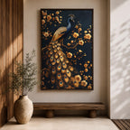 Peacock Bird Wall Art Royal Golden Tail Feather Nature Gift Living Room Home Decor