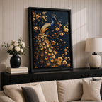 Peacock Bird Wall Art Royal Golden Tail Feather Nature Gift Living Room Home Decor