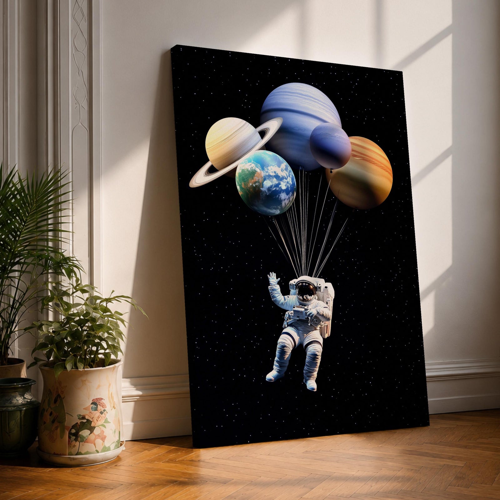 Astronaut Space Wall Art Solar Balloons Space Fantasy Symbol Gift Living Room Home Decor