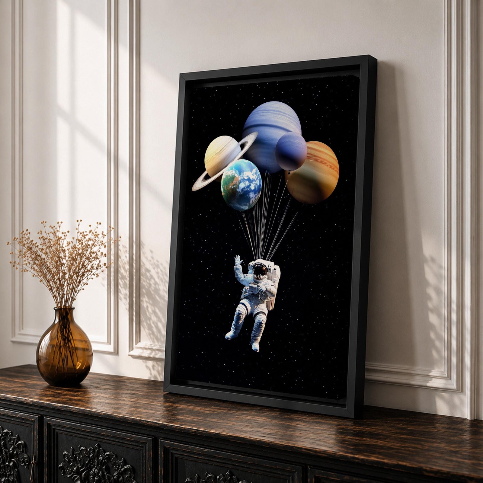 Astronaut Space Wall Art Solar Balloons Space Fantasy Symbol Gift Living Room Home Decor