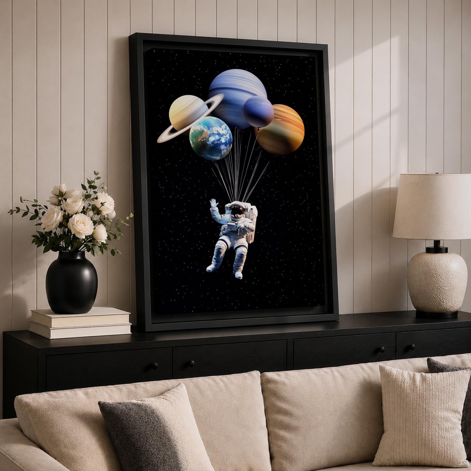 Astronaut Space Wall Art Solar Balloons Space Fantasy Symbol Gift Living Room Home Decor